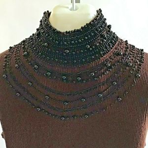 Evie Petite  M Bejewel High Neck Glitter Sweater
